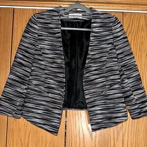 Tahari Arthur S. Levine Tweed Blazer Women’s Size 8 Cropped Blue Pink Gray